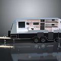 Modern Travel Trailer Interior Design With Open Layout Kitchen And Storage Cabinets 3d model