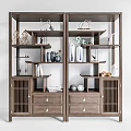 Modern Wooden Bookcase Design With Open Shelves Drawers And Decorative Items
