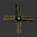 Military Bomb with Brown Body Yellow Tail and Deployed Fins Detailed Metal Structure