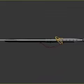 Traditional Japanese Samurai Sword With Black Scabbard Golden Hilt And Silver Blade