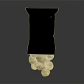 Fresh Crispy Potato Chips Spilling From Green Bag On Black Surface