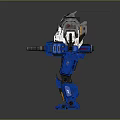 Mechanical Robot Model With Blue Legs Silver Upper Body And Armored Arms