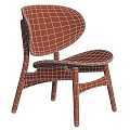 Modern Leisure Chair Designs With Wooden Frames And Grid Pattern Details In Brown Red Tones