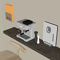 Modern Kitchen Appliances With Espresso Machine And Water Dispenser On Wooden Countertop