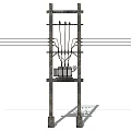 Wooden Utility Pole With Electrical Wires And Transformer For Roadside Infrastructure