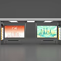 Modern Bus Station With Large Screens Displaying Guangzhou Cityscape Benches And Information Boards