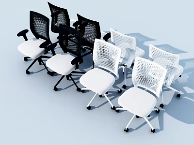 Modern Black And White Mesh Back Office Chairs With Wheels For Workspace 3d model