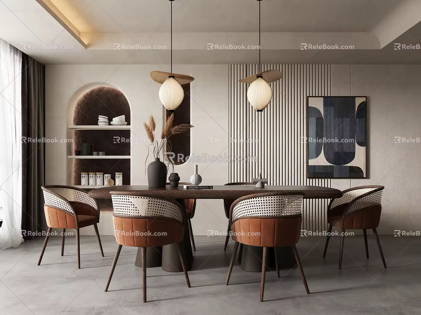 Quiet Restaurant Tables and Chairs 3d model