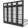 Black Framed Multiple Glass Panel Doors For Home Exterior Design 3d model