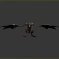 3D Fantasy Dragon Creature With Blue Wings Green Eyes And Skeleton Structure In Flying Pose