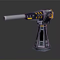 Futuristic Sci Fi Weapon With Blue Yellow Accents Modern Tech Design Long Barrel Stable Base 3d model