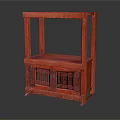 Red Traditional Wardrobe With Open Top Shelf And Grilled Cabinet Doors