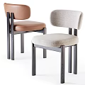 Modern Dining Chairs With Light Fabric And Brown Leather Dark Wooden Legs