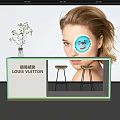 Stylish Louis Vuitton Reception Desk With Bar Stools And Vase With Twigs