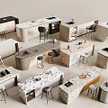 Modern Bar Counter Designs With Various Textured Surfaces And Matching Bar Stools