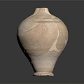 Ancient Terracotta Pottery Sculpture With Cracked Surface And Traditional Carved Patterns