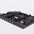 Black Kitchen Gas Stove With Multiple Burners And Control Knobs 3d model