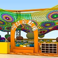 Modern rainbow net playground rainbow ball pool net 3d model