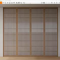 Wooden Grid Design Partition For Interior Space With Four Panel Structure 3d model