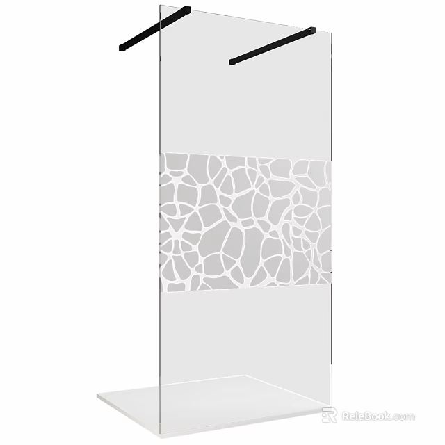 Modern Shower Sauna Glass Partition With White Cracked Pattern Design 3d model 