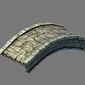 Vintage Stone Arch Bridge Constructed With Weathered Stone Bricks And Curved Structure 3d model