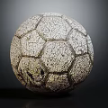 Cracked Surface Vintage Soccer Ball Showcasing Classic Sports Equipment Design