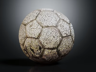 Cracked Surface Vintage Soccer Ball Showcasing Classic Sports Equipment Design 3d model
