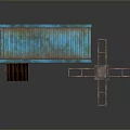 Rustic Blue Metal Shed Scene With Orange Door Rusted Ladder And Metal Frame