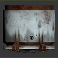 Heavy Duty Cylindrical Industrial Vessel With Rusted Metal Surface Red Rim And Base Structure