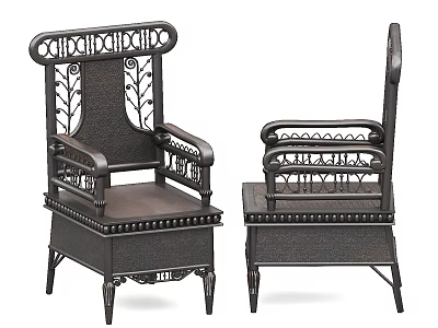 Vintage Carved Armchair With Intricate Wooden Patterns Ornate Backrest And Decorative Legs 3d model