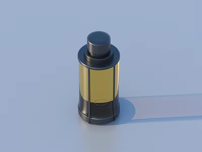 Modern Perfume Bottle With Black Cap Transparent Glass And Yellow Liquid 3d model