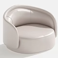 Single Sofa Light Beige Leather Modern Curved Design Elegant Sleek Structure 3d model