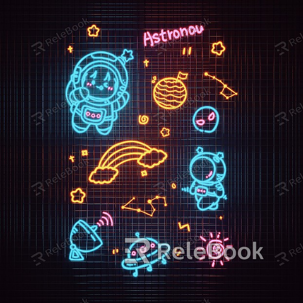 Astronaut Neon Light Astronaut Decorative Light Cyber Red Photo Card Wall model