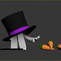 Cute Household Items Featuring Black Top Hat Purple Band Rabbit Legs Carrots And Magic Wand
