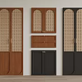 Modern Wardrobe Doors With Rattan Panels Wooden And Black Double Door Design