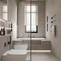 Modern Bathroom Interior Design With Built in Bathtub Glass Shower Partition And Vanity