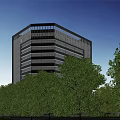 Aerial Planning View of Modern High-Rise Building with Surrounding Roads and Green Belts