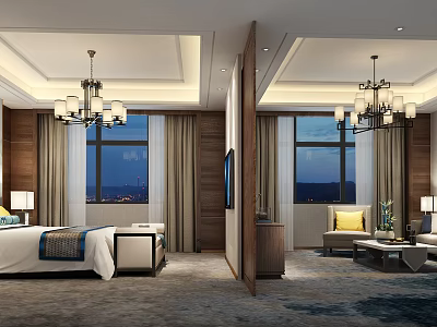 New Chinese Room Hotel Suite 3d model