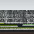 Blue Marble Feature Wall Design With Green Shrubs And Trees In Garden