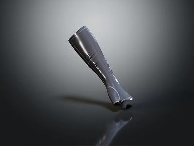 Sleek Metallic Prosthetic Leg With Modern Design And Reflection On Gray Background 3d model