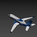White And Blue Passenger Plane With Modern Design Cockpit Windows And Landing Gear