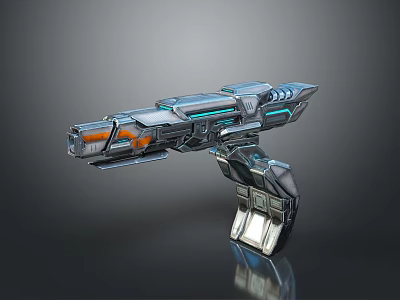 Futuristic Sci Fi Weapon With Metallic Body Blue Light Accents And Streamlined Design 3d model