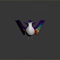 Colorful 3D Bird Figure With Purple Head White Body And Vibrant Rainbow Colored Wings