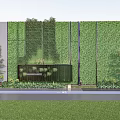 Lush Outdoor Vertical Green Plant Wall Design With Lawn And Trees