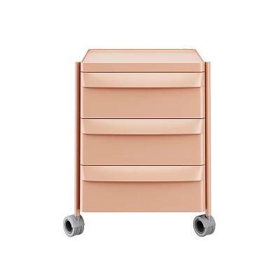 Modern Pink Entryway Side Cabinet With Multiple Drawers And Wheels 3d model