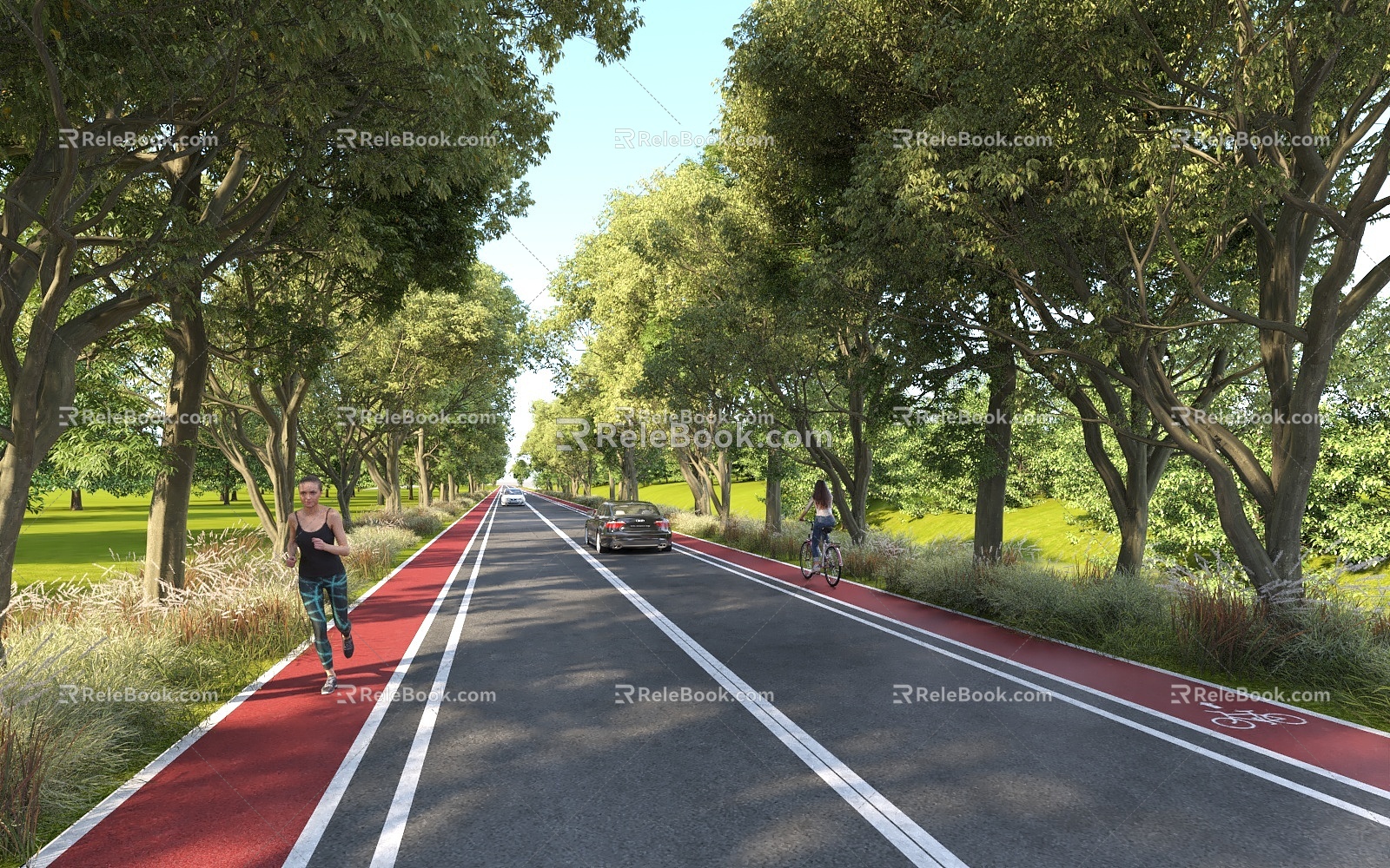 Modern Road Boulevard Road 3d model