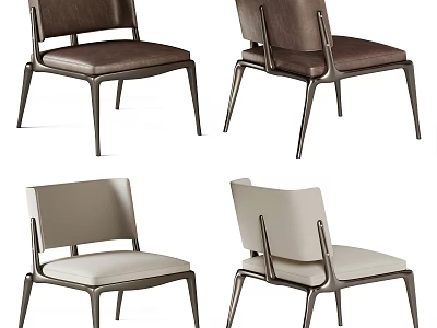 Modern Leisure Chairs With Brown And Beige Upholstery And Metal Frame Design 3d model