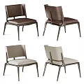 Modern Leisure Chairs With Brown And Beige Upholstery And Metal Frame Design