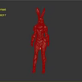 Rabbit Character In Metallic Armor Suit With Golden Accents And Red Ears