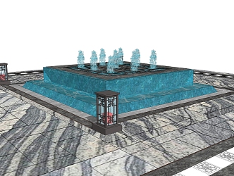 New Chinese Fountain Garden Lights 3d model